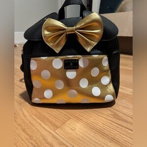 Black and Gold Polka Dot Minnie Mouse backpack